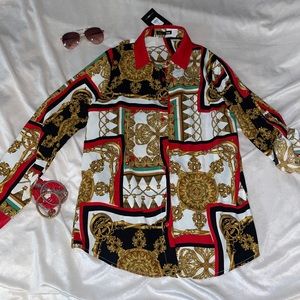 Trendy button up fashion nova blouse NWT